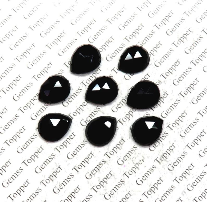 Black Onyx 4x6 mm Pear Rose Cut